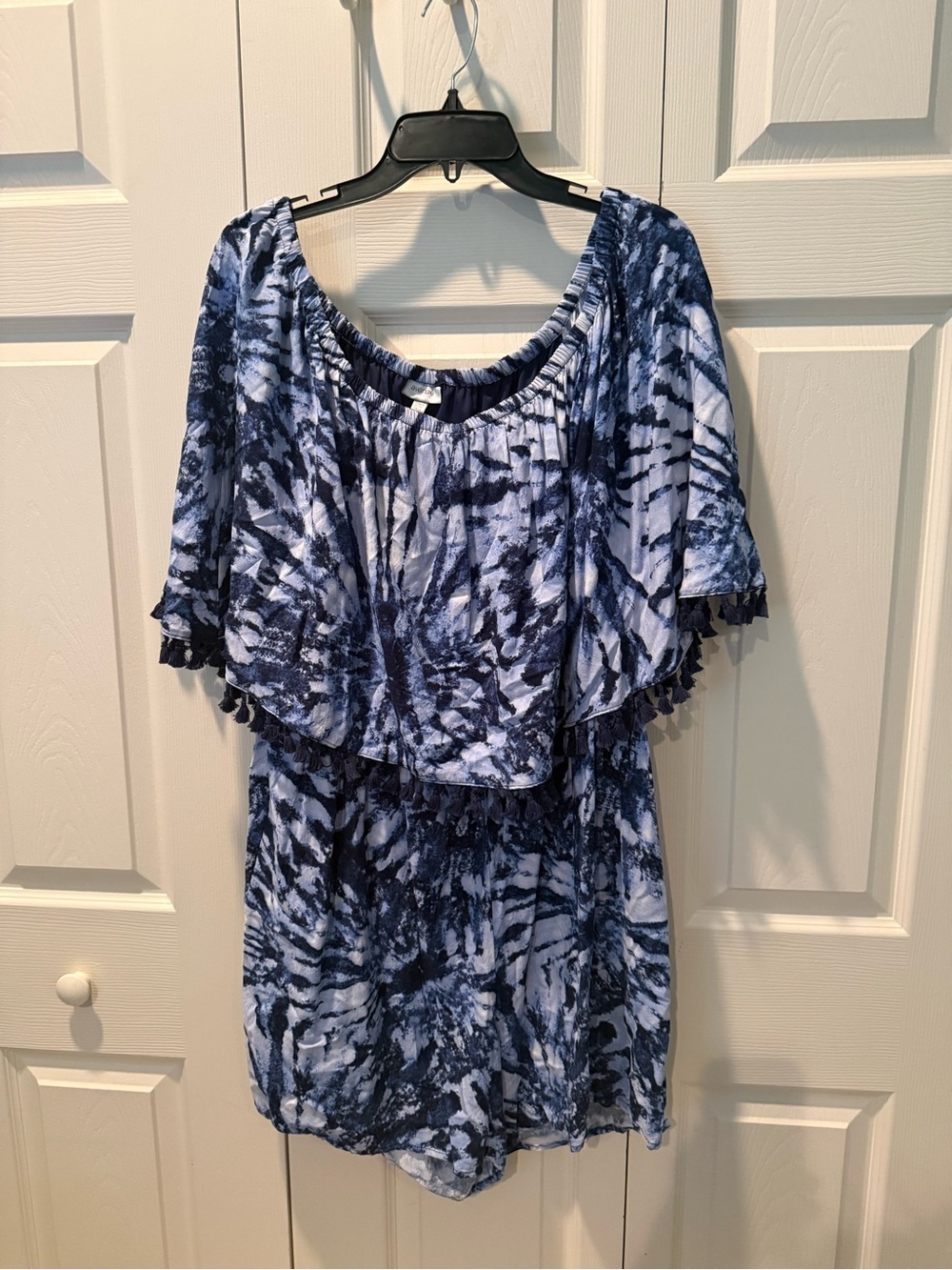 # Avenue 18/20 Blue Tie-Dye Off-Shoulder Shorts Romper